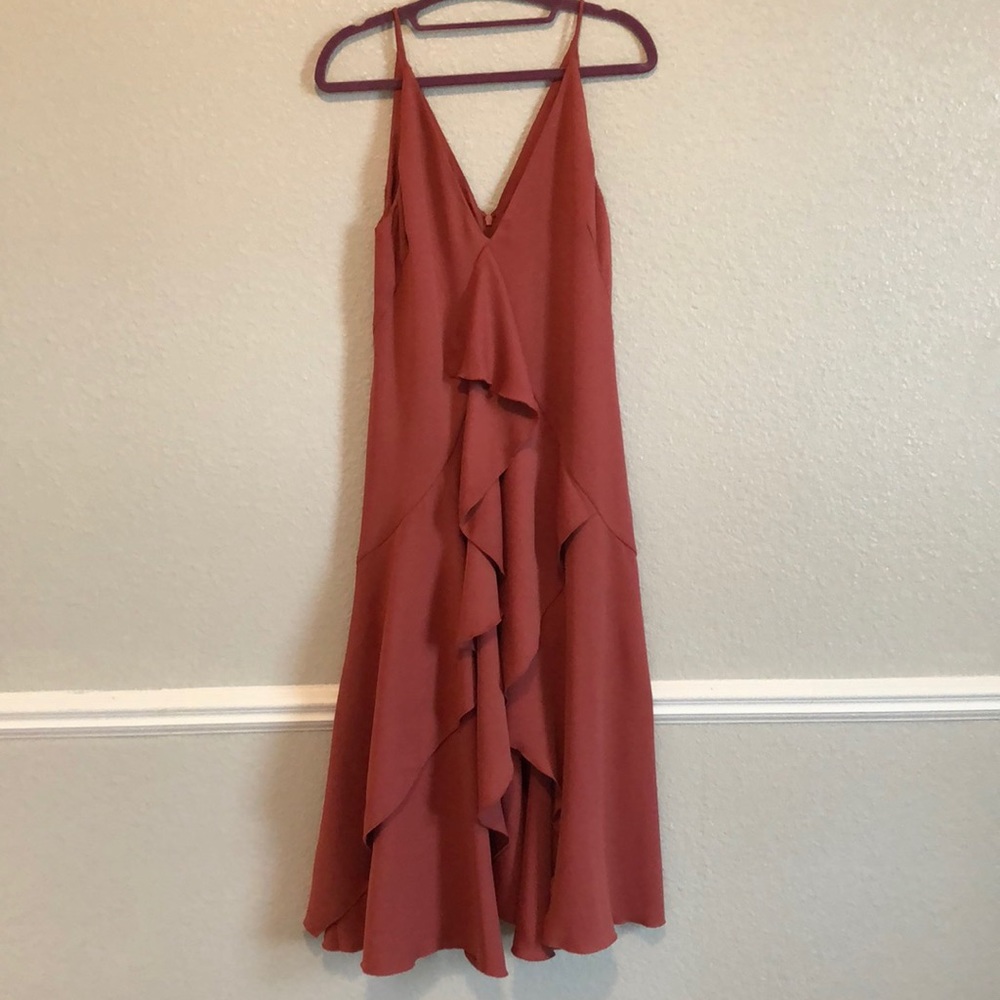 Rust C/MEO Collective Hi-low Ruffle Dress Size S